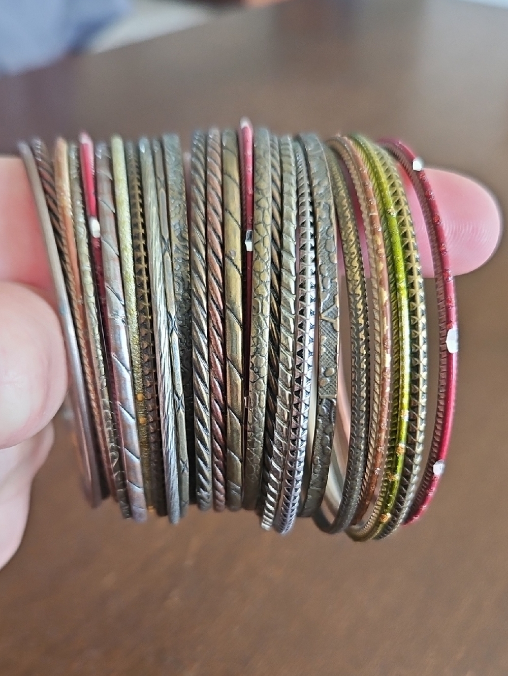 Stacked Mixed Metal and Colored Bangle Bracelets - Set of 25